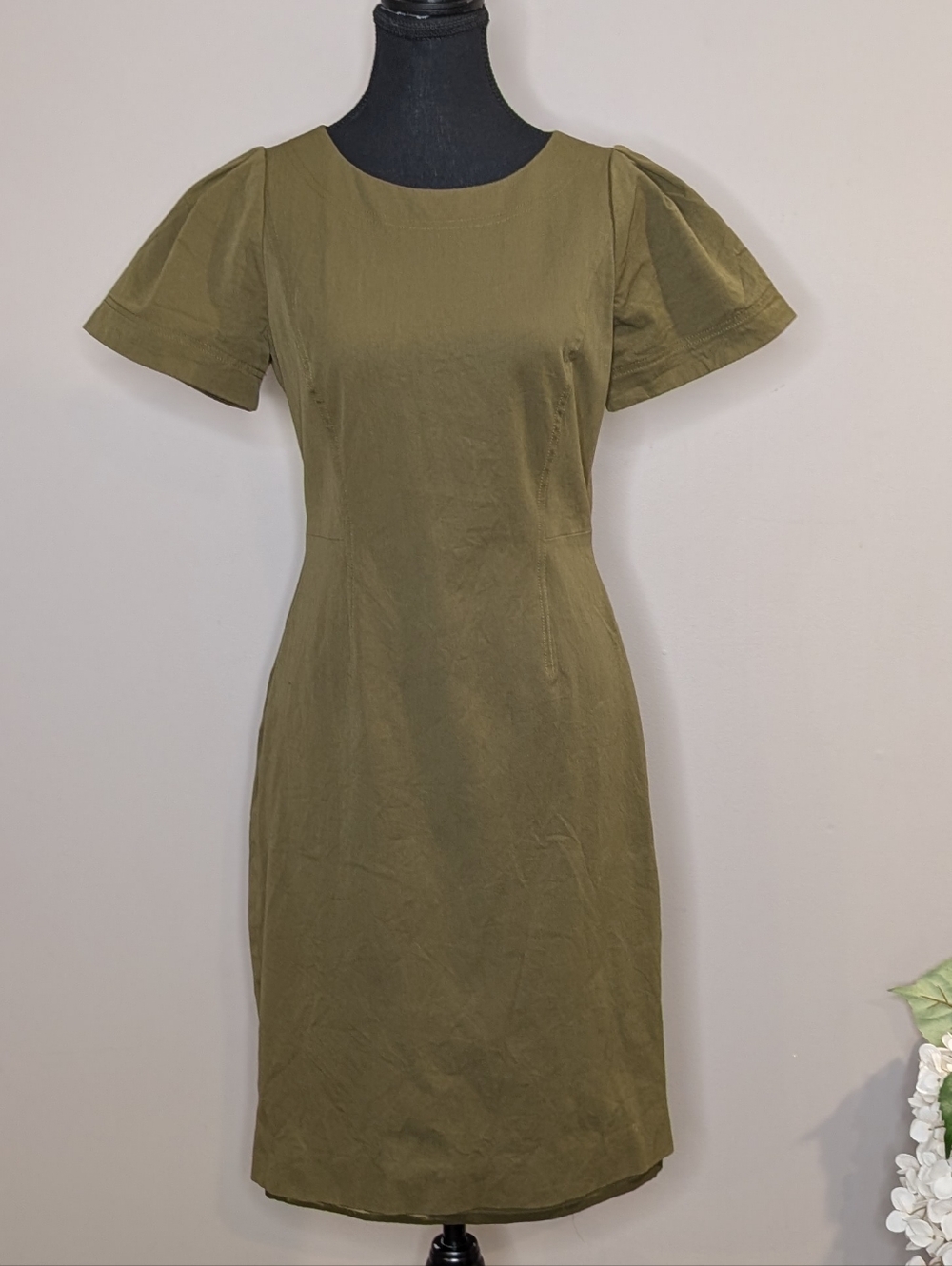 J. Crew Olive Green Short Sleeve Sheath Dress